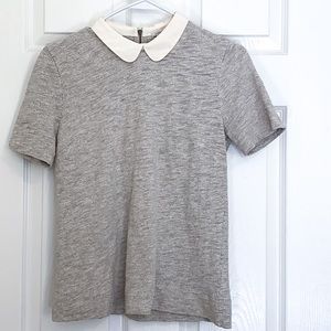 NWT! Cute grey top with silk collar & zipper back